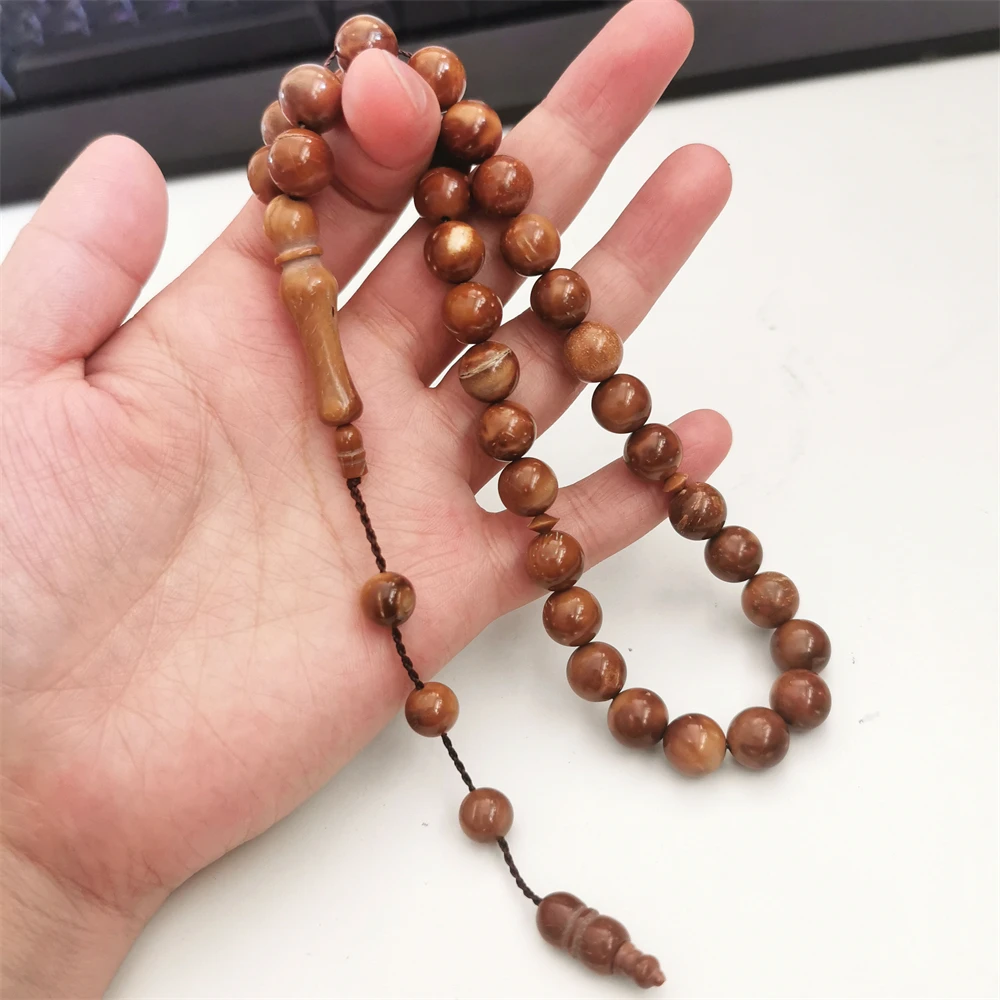 Rosary มุสลิม Kuka Tasbih แสงธรรมชาติไม้สีน้ำตาล Man 'S Misbaha ลูกปัดเครื่องประดับของอิสลามสร้อยข้อมือ