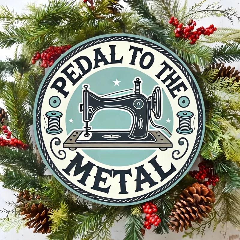 1pc Vintage Sewing Machine Metal Tin Sign, 8x8 inches Aluminum Wall Art, Indoor & Outdoor Decor for Home, Garden, Bar, Cafe, Gym