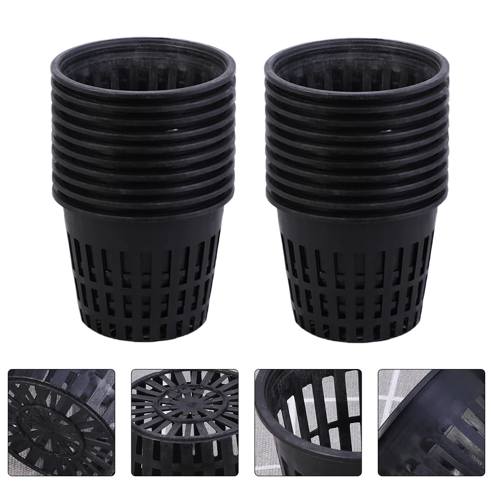 

20 Pcs Black Net Hydroponics Succulent Planting Pot Durable Mesh Bucket for Gardening Vegetable Seedling Protection