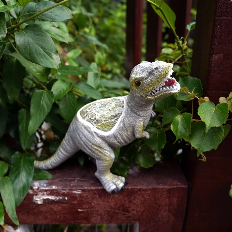 Simulated Dinosaur Solar Lamp Resin Animal Creative Model Toy Tyrannosaurus Rex Personalized Ornament Children's Gift
