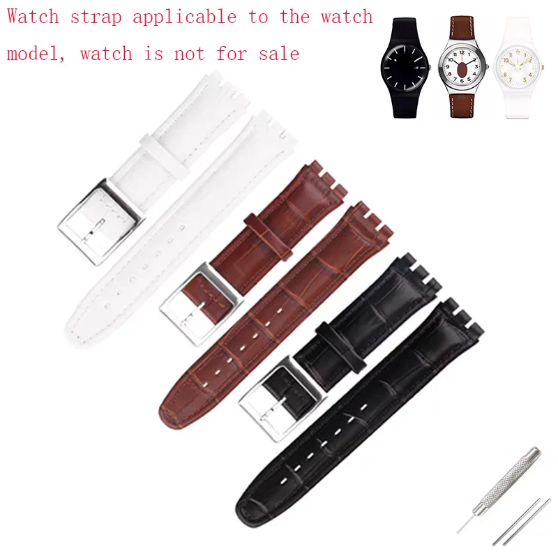 

17mm 19mm men leather watch band accessories compatible for Swatch GB274 GW164 SUOW701 SUOB704 watch strap women sport wristband
