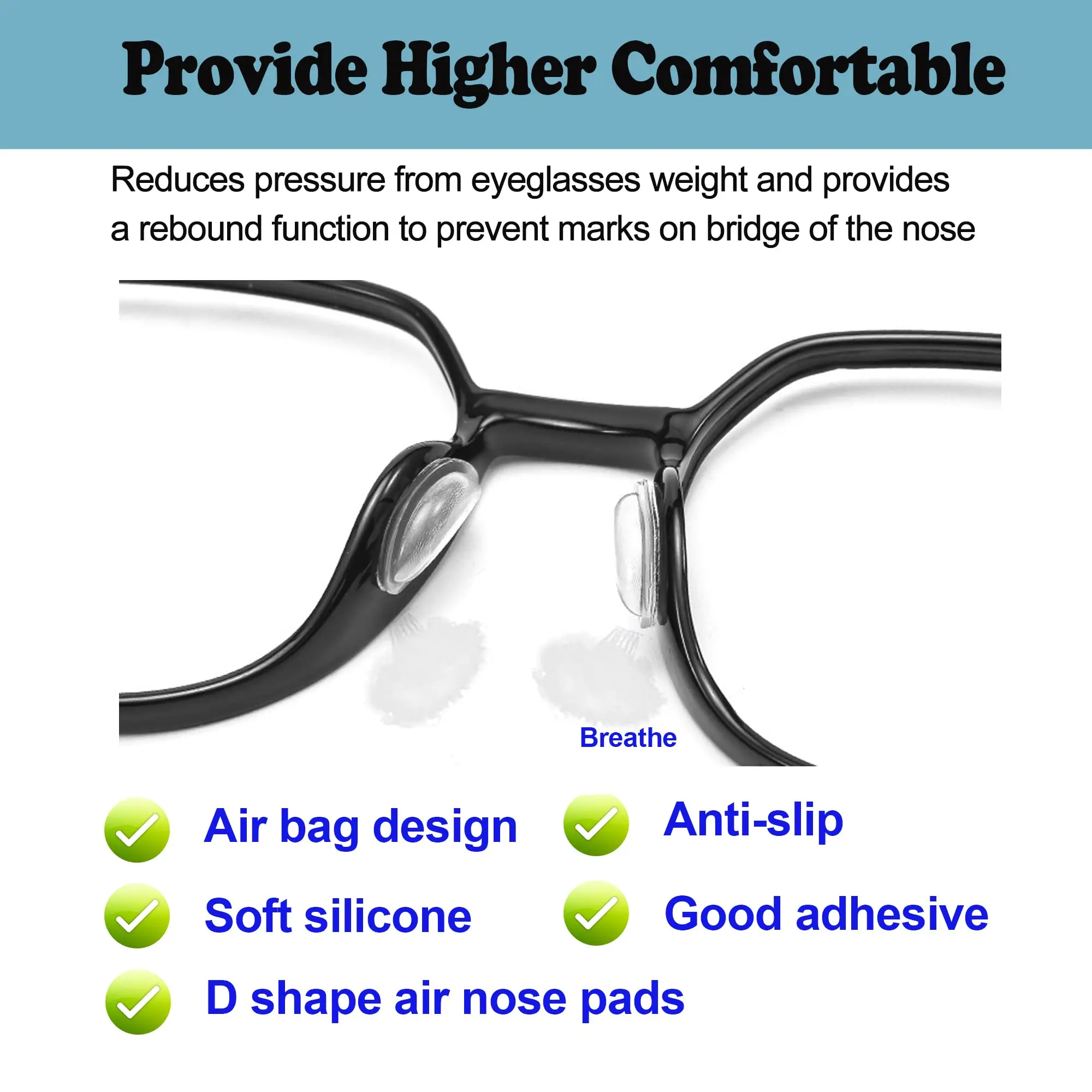 20Pcs Silicone Non-slip Nose Pads Light Eyeglasses Nose Support Tightly Fitting Silicone Glasses Nasal Holder Accessories