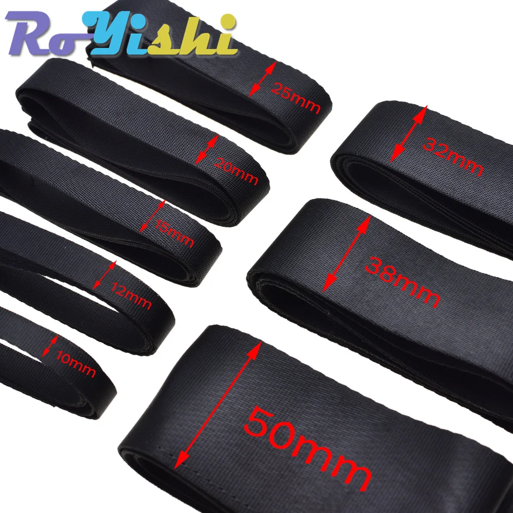 1 Yard Polyester Fibre Webbing Ribbon Band Strap Tape Dog Collar Harness Outdoor Backpack Bag Parts Black