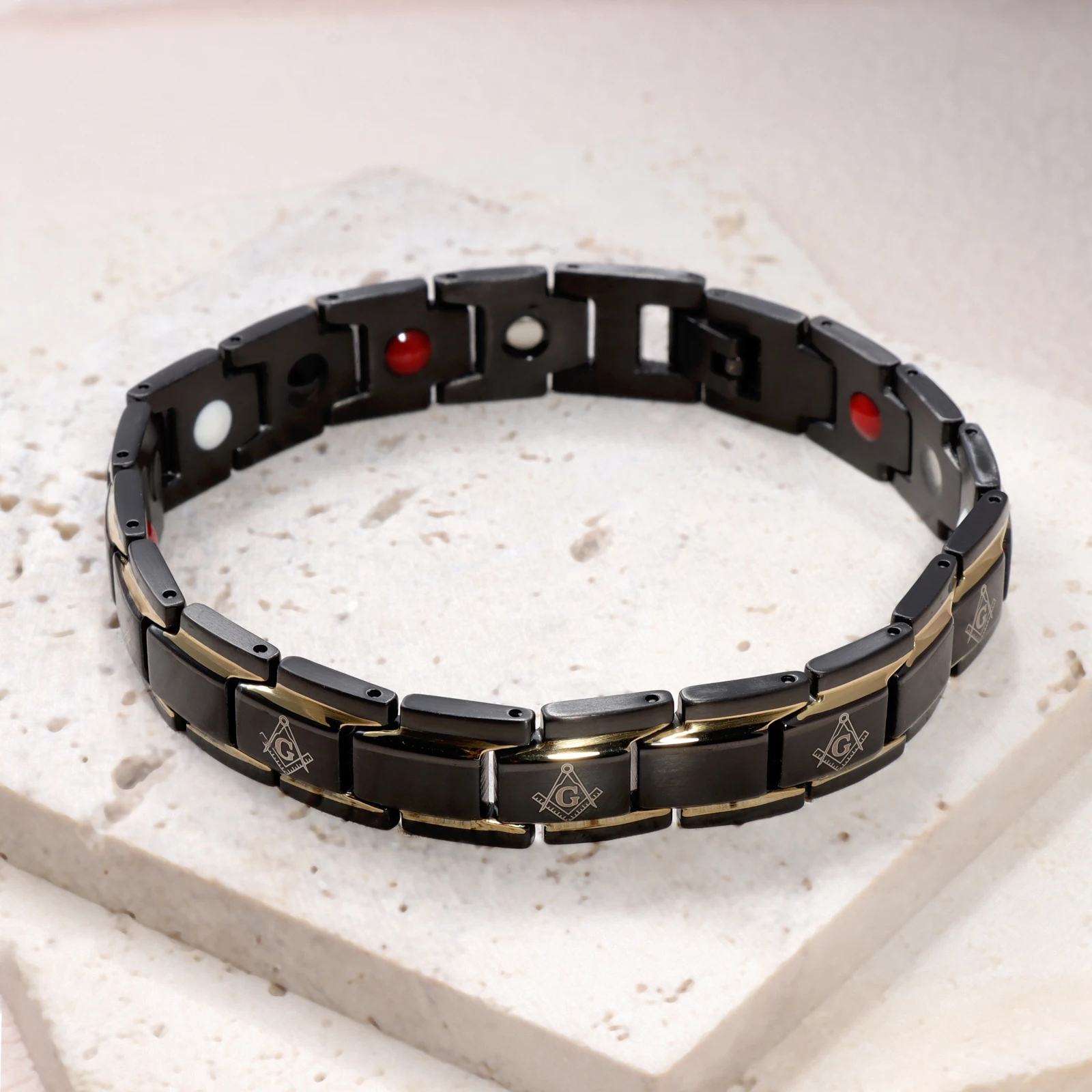 Hawson Magnetic Masonic Bracelet men's, Men's Stainless Steel Bracelet High Magnetic Health Energy Jewellery