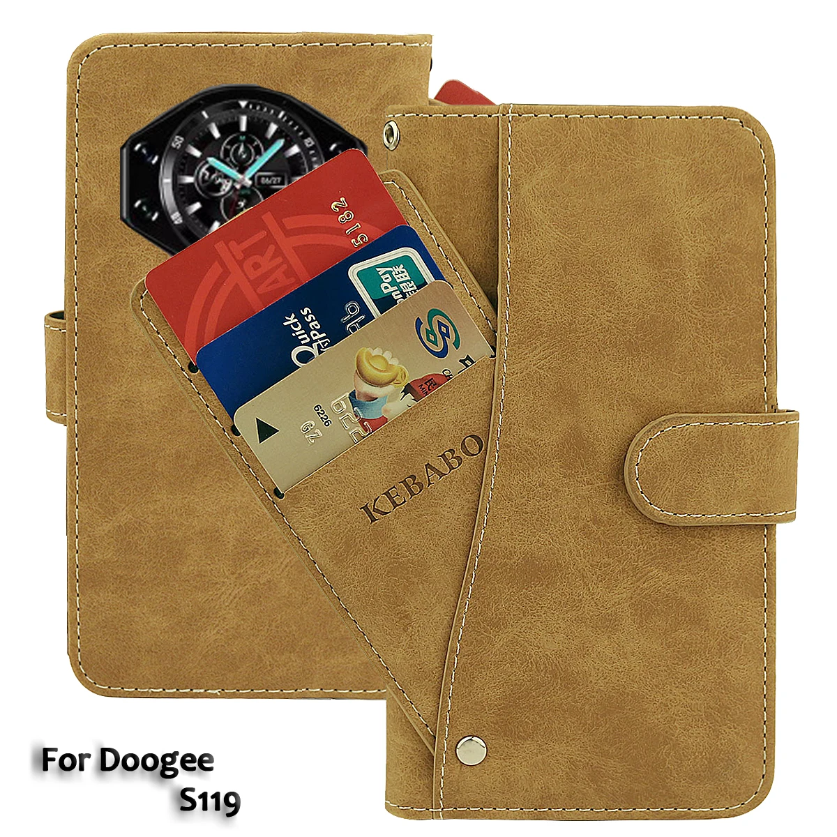Vintage Leather Wallet Doogee S119 Case 6.72" Flip Luxury Ultra-thin Slip-resistant Cover Phone Protective Cases Bags