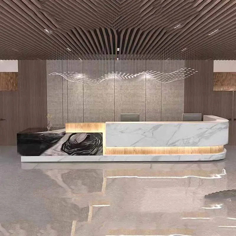 Curved Modern Reception Counters Clinic Luxury Classic Business Desk Reception Beauty Salon Empfang Theke Office Furniture