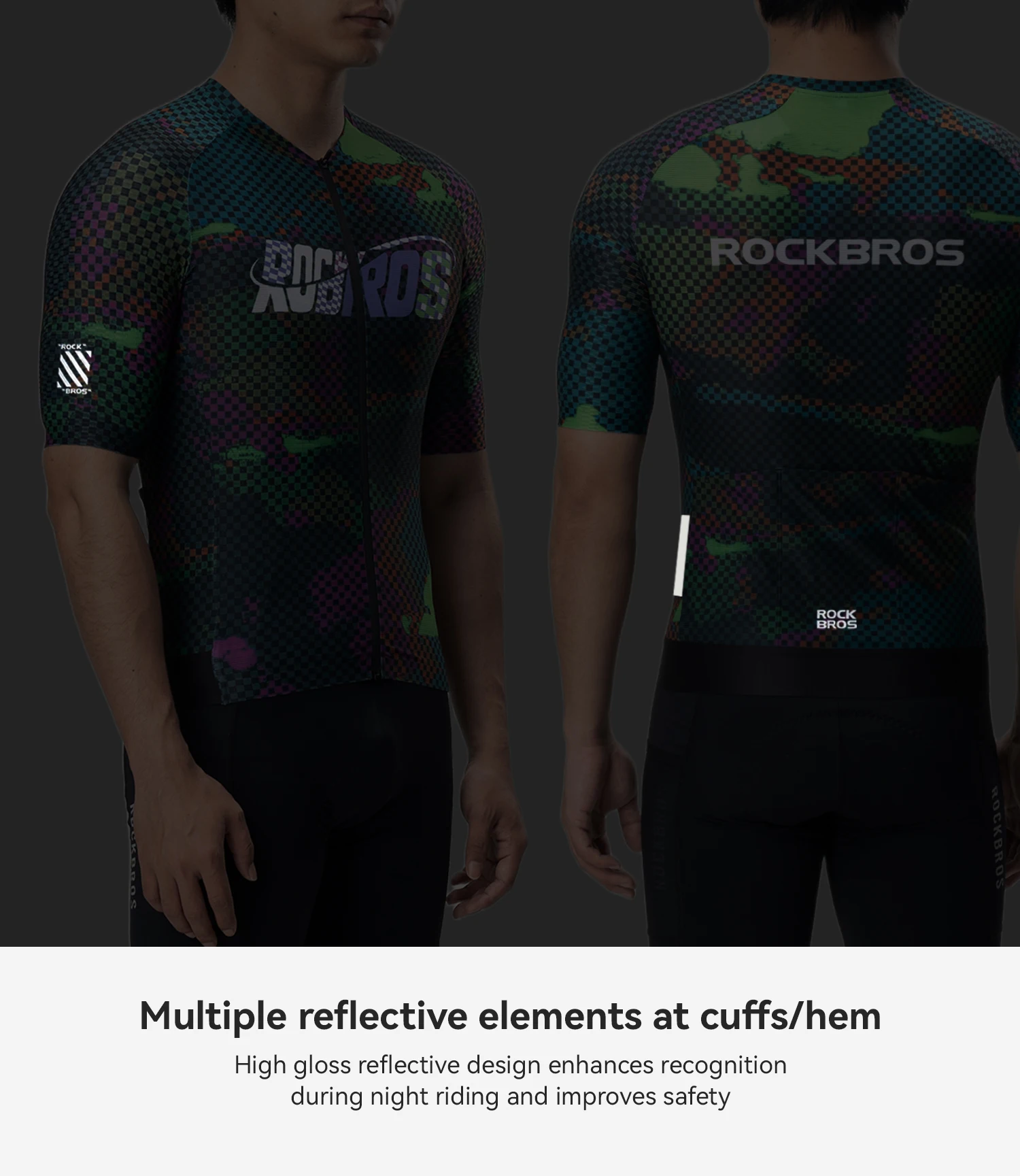 ROCKBROS Sommer-Radtrikot Leichtes Hochelastisches Oberteil Atmungsaktives Schnelltrocknendes Kurzarm-Trikot Herren-Radsportbekleidung – Detail 16