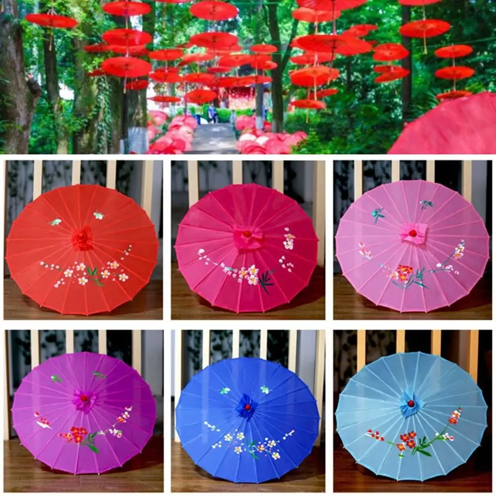 10 Colors Oiled Paper Umbrella Chinese Antique Style Bridesmaids Party Scenery Kids Decorative Umbrella Dance Performance