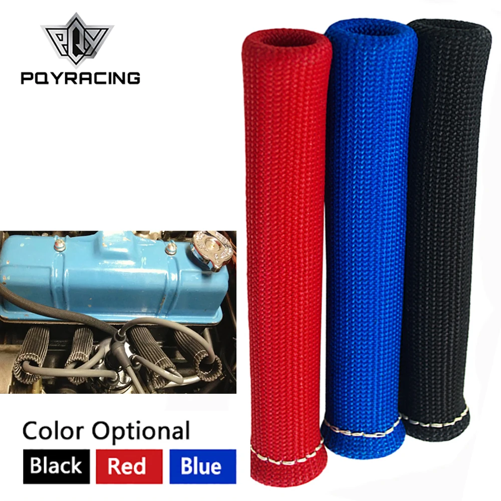 Universal Fiberglass Spark plug Heat Protector Sleeve sleeving fuel A/C oil line wiring 6''BLACK,RED,BLUE PQY-SPH11