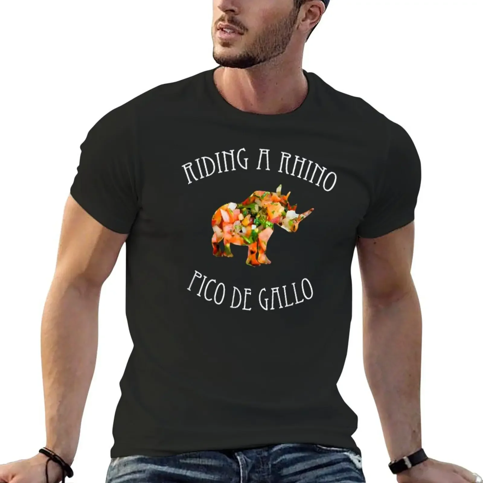 

Dance Gavin Dance merch - RIDING A RHINO - PICO DE GALLO T-Shirt rapper graphic tees street wear mens champion t shirts