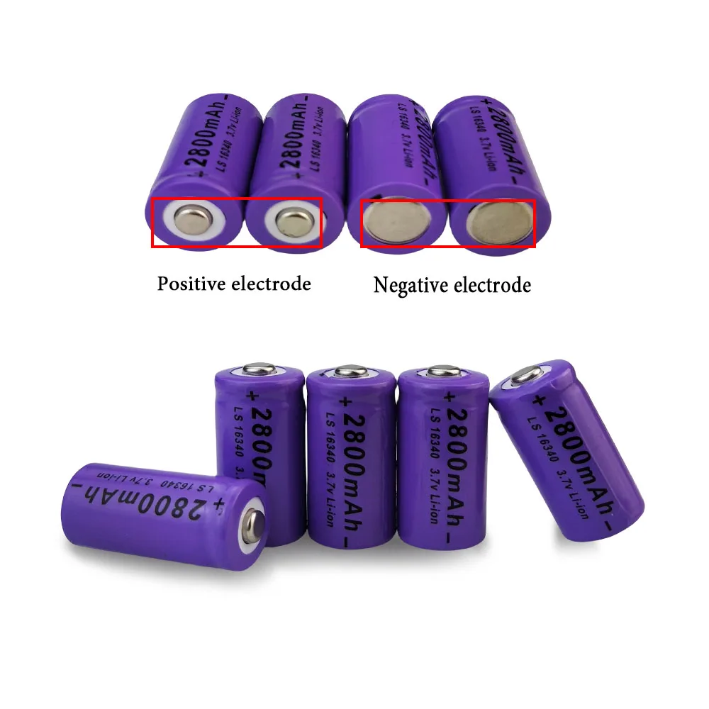 16340 بطاريات قابلة للشحن 3.7 فولت ليثيوم أيون 2800 مللي أمبير بطارية CR123A لمصباح LED لبطارية 16340 CR123A #2