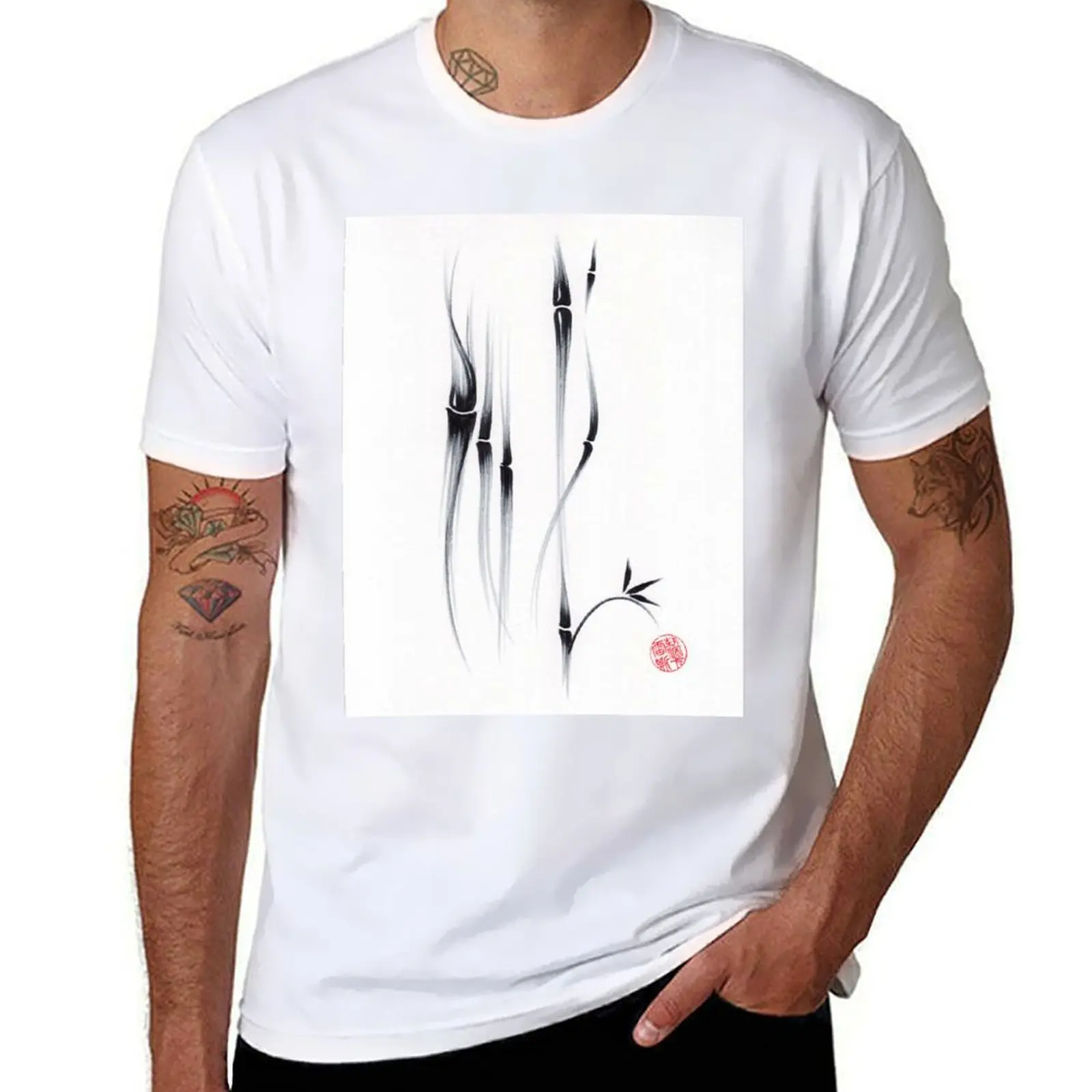 

Relax - Sumie Ink Brush Bamboo Painting T-Shirt t shirt men 100% cotton luxury brand funny t shirts man T-Shirt