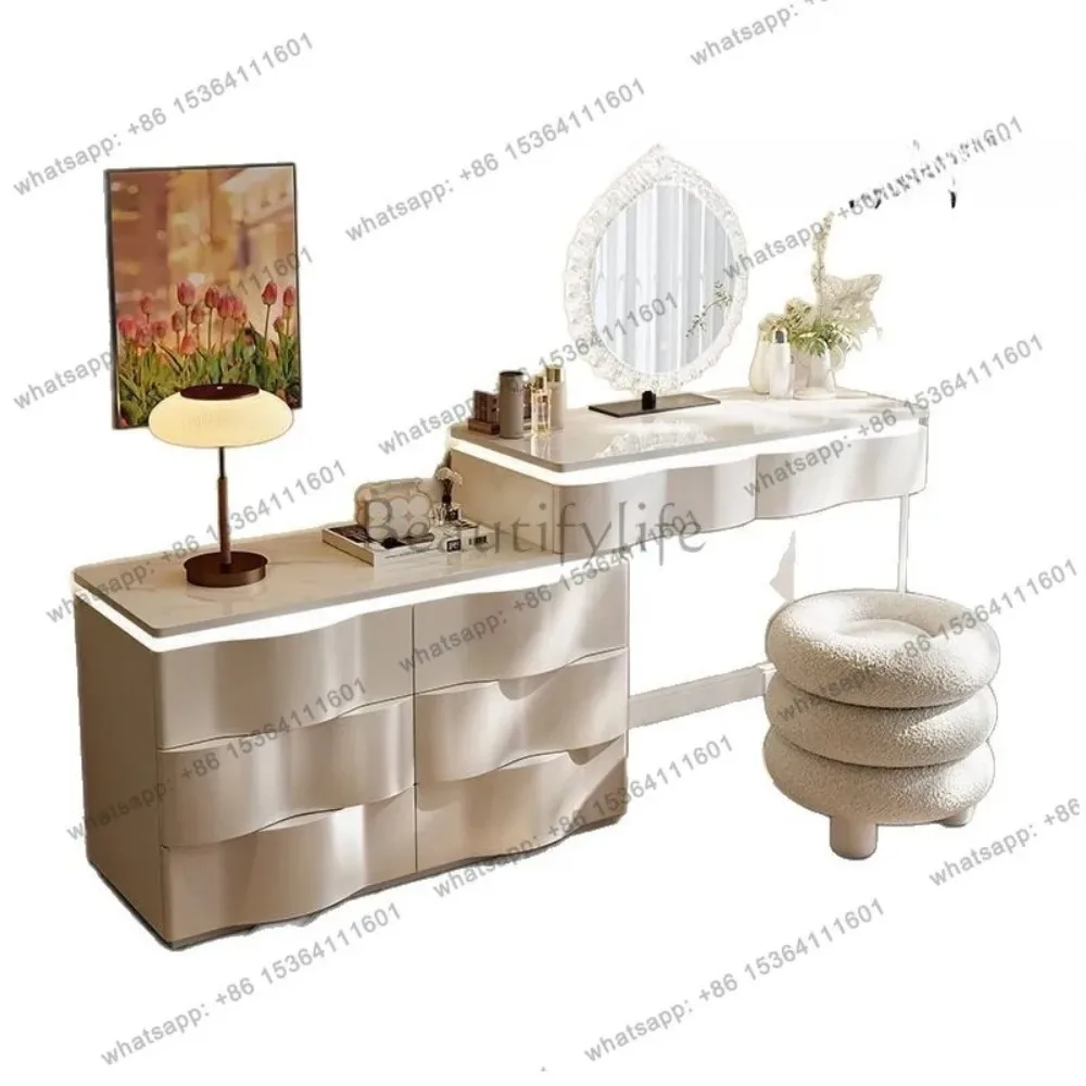 Mesa de tocador para niña, espejo blanco estético, tocador de salón de belleza, cajones, dormitorio, Mesa Tocador, muebles para el hogar