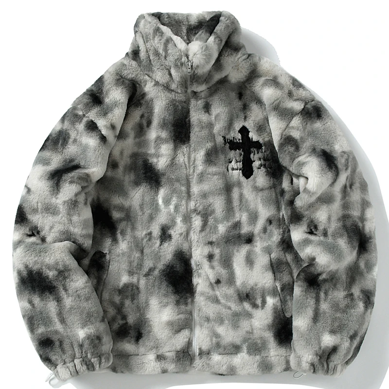 HISTREX Men Rabbit Fur Jacket Parkas,Hip Hop Fluffy Coat,Winter Fleece Overcoat,Outerwear Streetwear,Korean Women Y2k Clothing