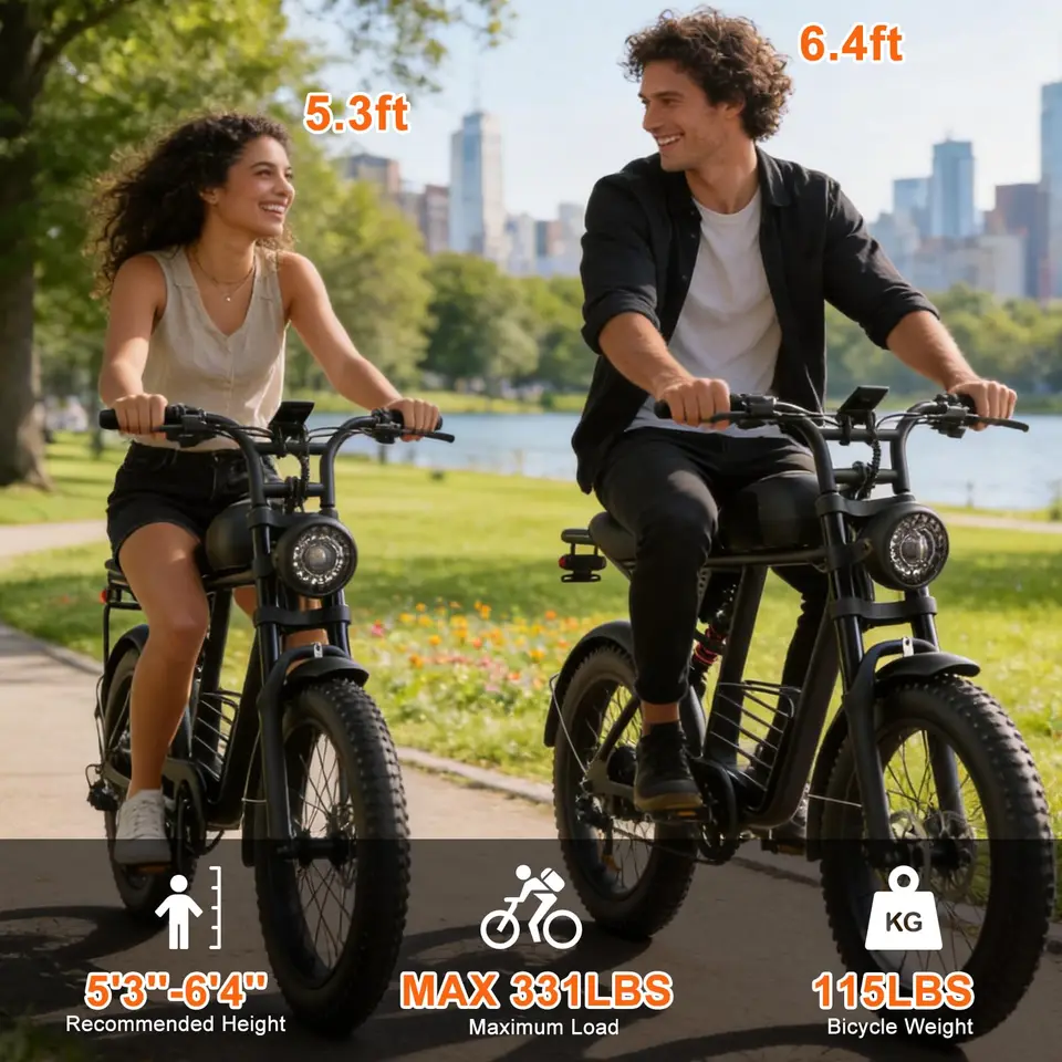 FLIWIN 1000W Peak Electric Bike for Adults - 30MPH Commuter & Off-Road E-Bike, 20" Fat Tire with Removable 48V 15Ah Battery, 7-Speed,UL 2849 image 8