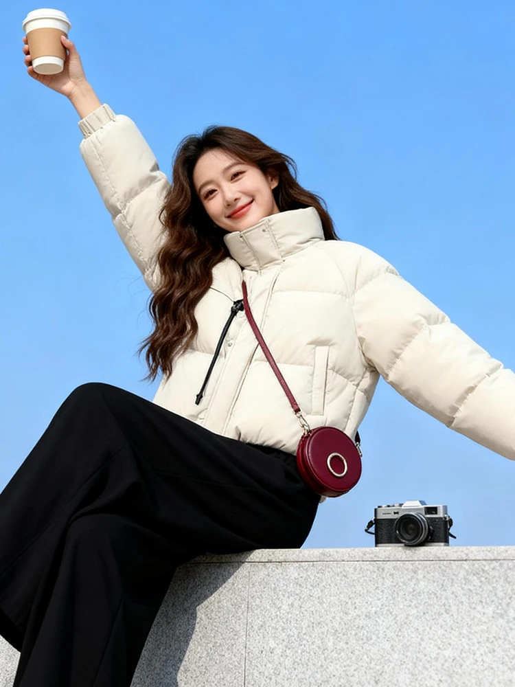 Thiened Fce Warm ort down Jaet Feminino Inverno Novo Sle Desgaste Diário Longo Casaco de Algodão Sve Coreano Sle Loose Fit