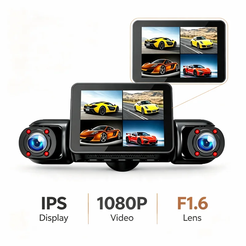 4K HD 4CH Dash Cam 360° Car DVR Black Box Night Vision 247 Parking Monitor G-Sensor Loop Recording WDR Motion Detection APP WiFi