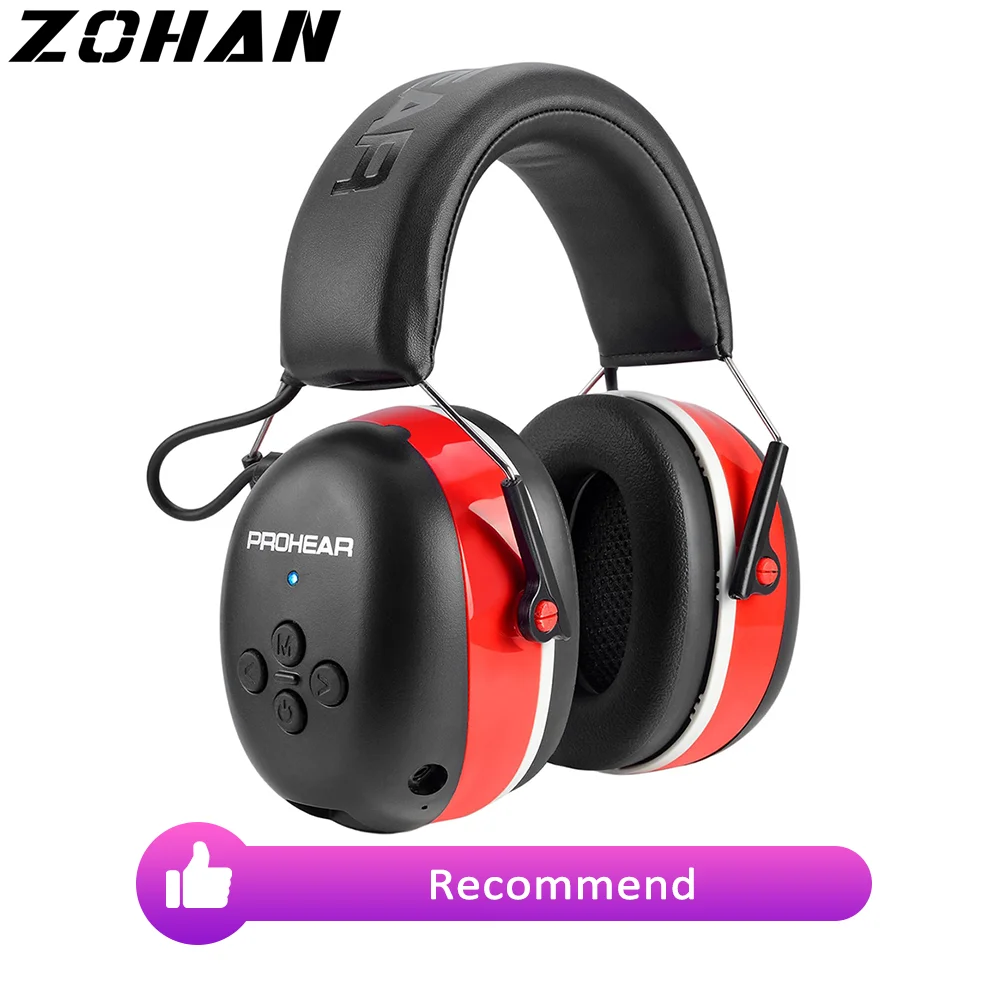 ZOHAN 5.0 Bluetooth Earmuffs Electronic Headphone Rechargeable Noise Reduction Safety Earmuffs For Mowing Workshops Snowblowing