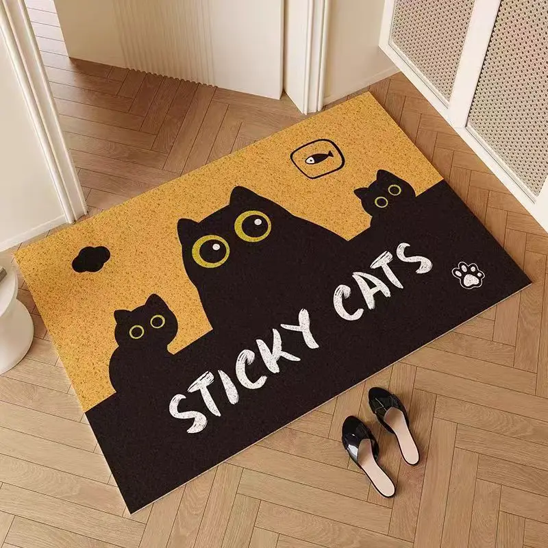 مضحك الأسود القط باب الحصير في الهواء الطلق القط الجبهة باب حصيرة خارج مضحك ممسحة في الهواء الطلق داخلي مدخل حصيرة