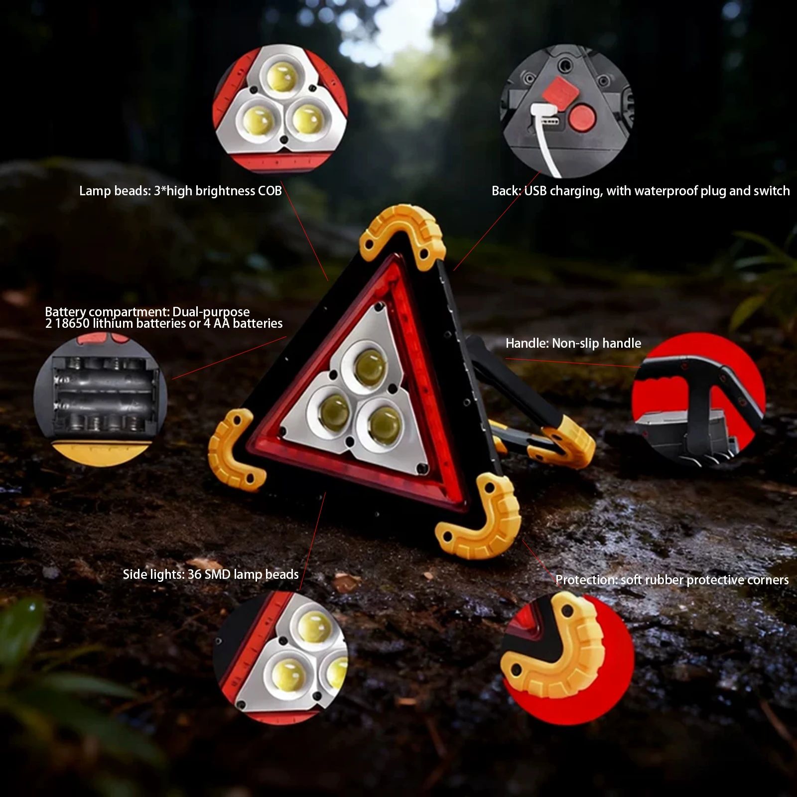 10 Вт светодиодный рабочий фонарь перезаряжаемый портативный прожектор для наружного кемпинга, пешего туризма, аварийного ремонта автомобиля, освещения на рабочем месте