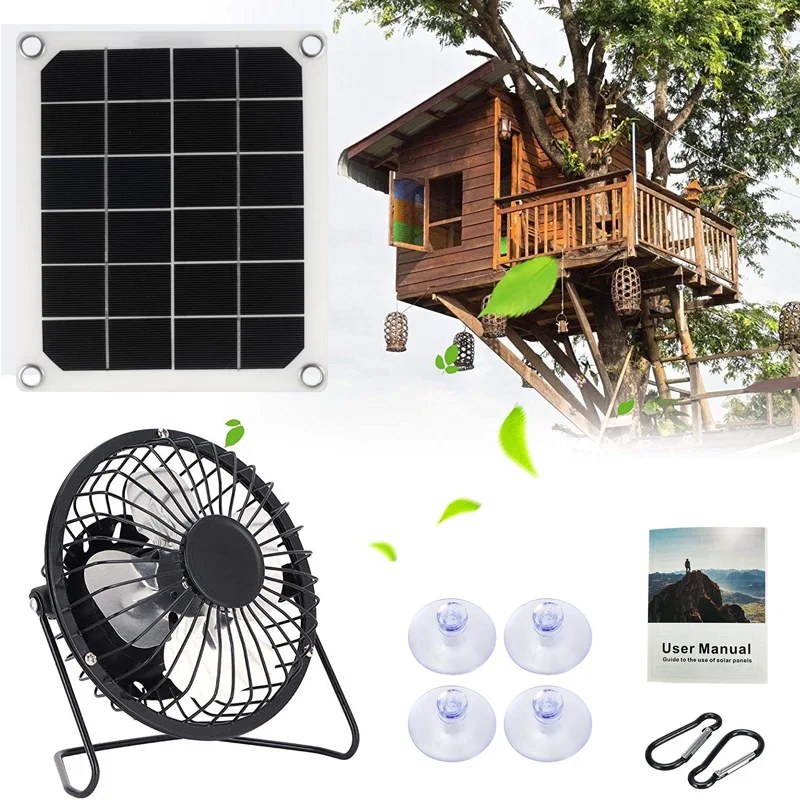 

Portable Solar Panel 10W Solar Fan Outdoor Farming Solar Fan Solar Photovoltaic Panels For Home Pet Chicken Coop Dog Outdoor