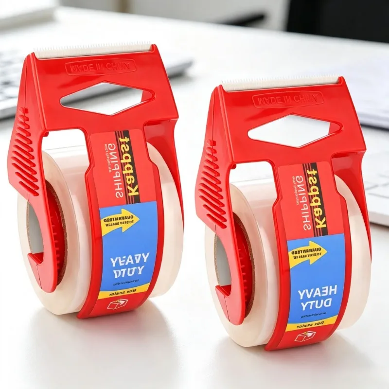 2PCS Heavy Duty Transparent Packaging Tape with Dispenser for Shipping Clear Packing and Moving Supplies