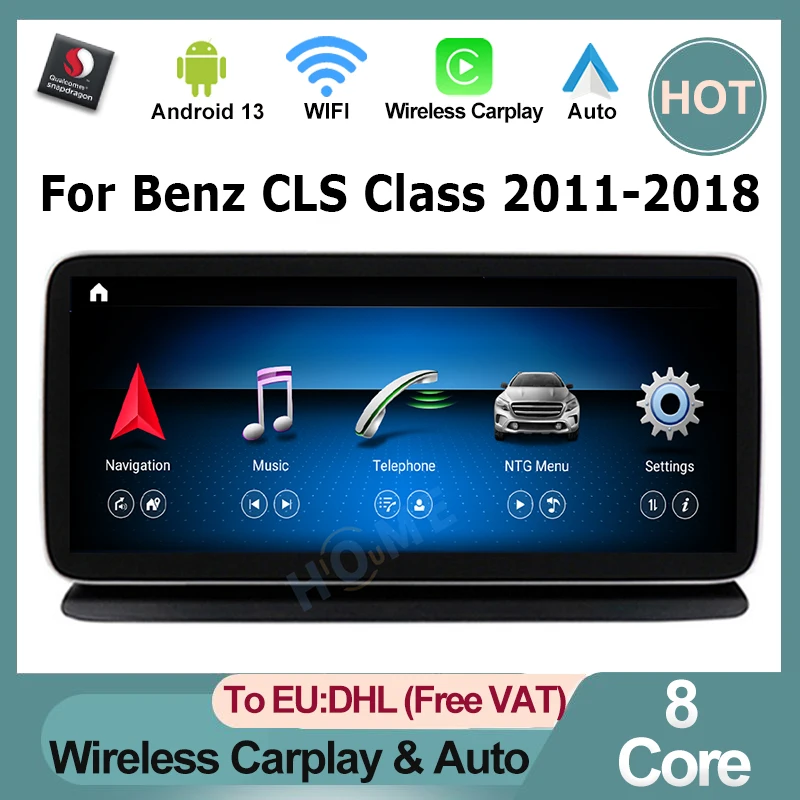 Carplay Auto Car Video Player Navigation Multimedia Screen For Mercedes Benz CLS W218 X218 C218 Qualcomm 8 Core Android13 System