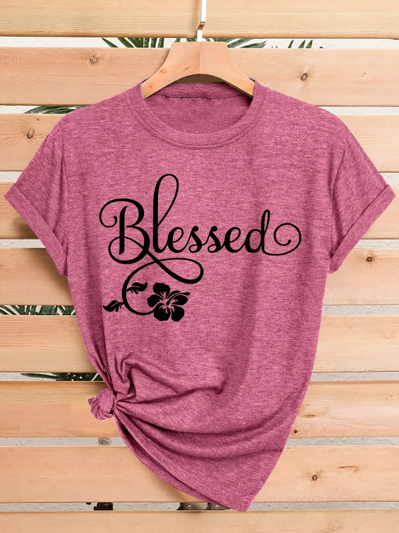 Y2k Retro Women Blessed Floral Graphic T Shirt Tee Faith Inspirational Quote T-Shirts Loose Short Sleeve Casual Tee Tops Gifts