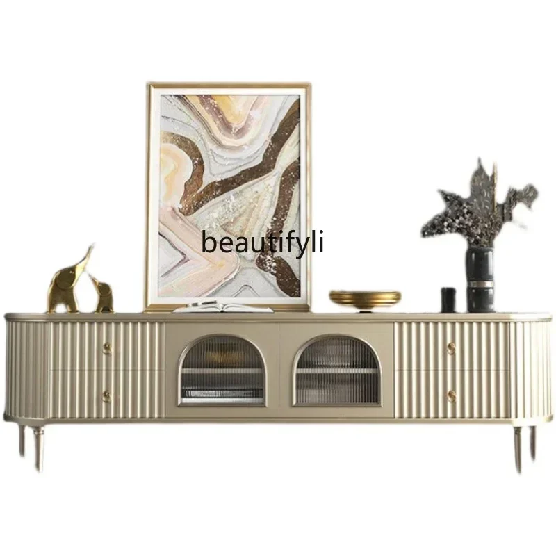 

newAmerican light luxury TV cabinet simple modern background wall video cabinet bedroom small apartment living room floor cabine