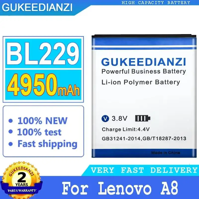 

Долговечная батарея для мобильного телефона 4950 мАч BL229 для Lenovo A8 A806 A808T 806 808T