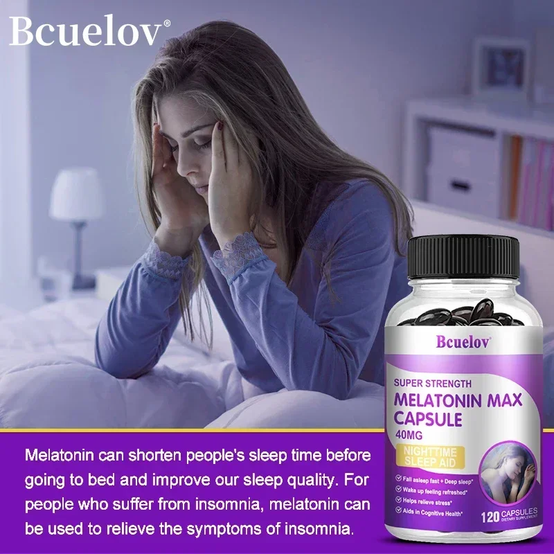 Melatonin Capsule Supplement - Helps Support Stress and Anxiety, Deep Sleep, Prevent Insomnia, Improve Quality