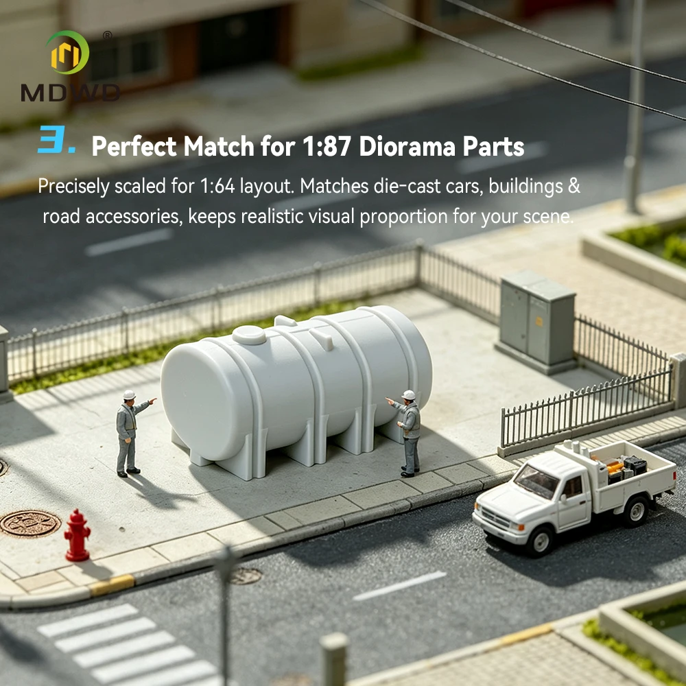 5PCS 1:87 HO Storage Tank Model Kit - 3D Printed Building Blocks DIY Unpainted Ornament for Industrial City Diorama Scene