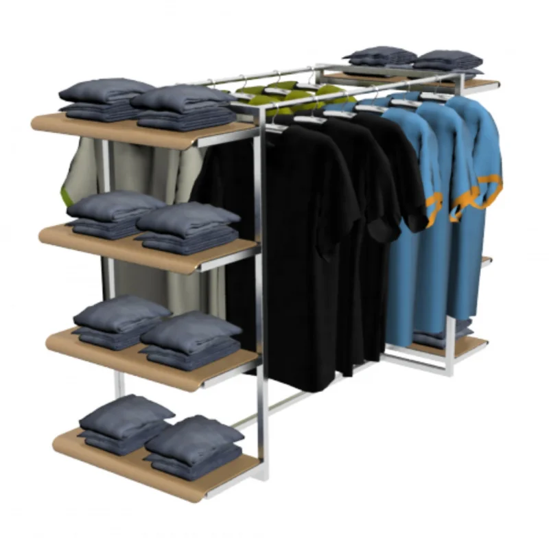 

Изготовленный на заказ заводской магазин одежды для мужчин и женщин вешалка для одежды джинсы классическая рубашка одежда металлическая деревянная витрина подставка S