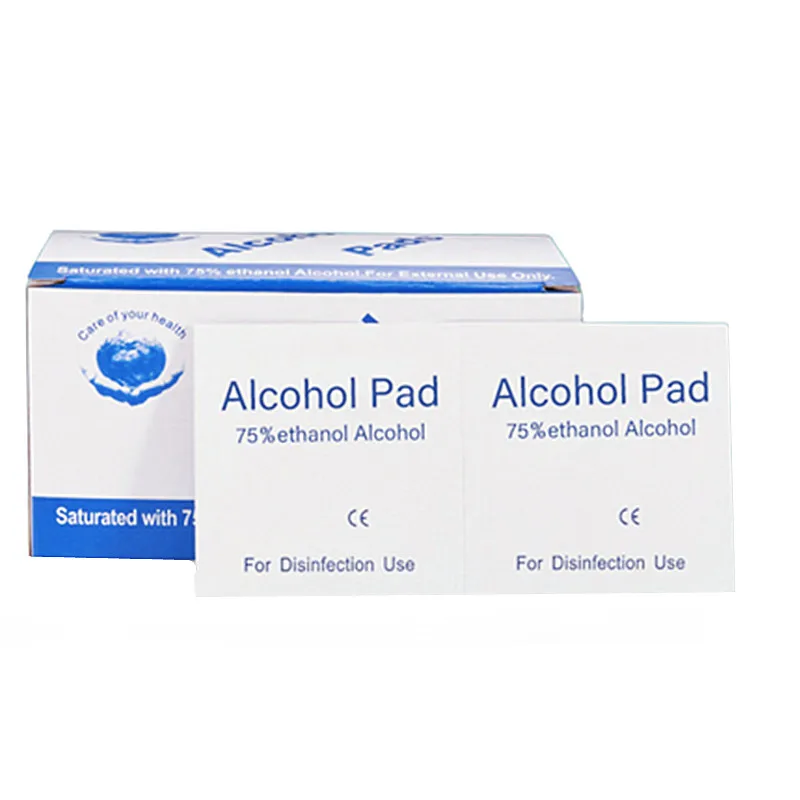 100pcs/Box Alcohol Swabs Pads Preps Wet Wipes Cleanser Sterilization Portable For Antiseptic Tattoo Skin Cleaning Sanitary