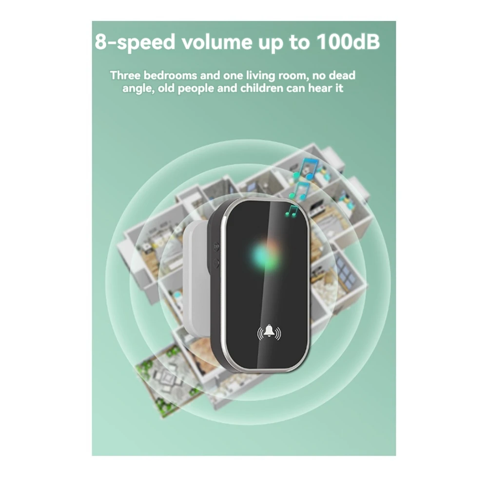 SQPP-Smart беспроводной дверной звонок, диапазон 300 м, домашний дверной звонок, 38 песен, мелодия, отличительный дверной звонок, звонок