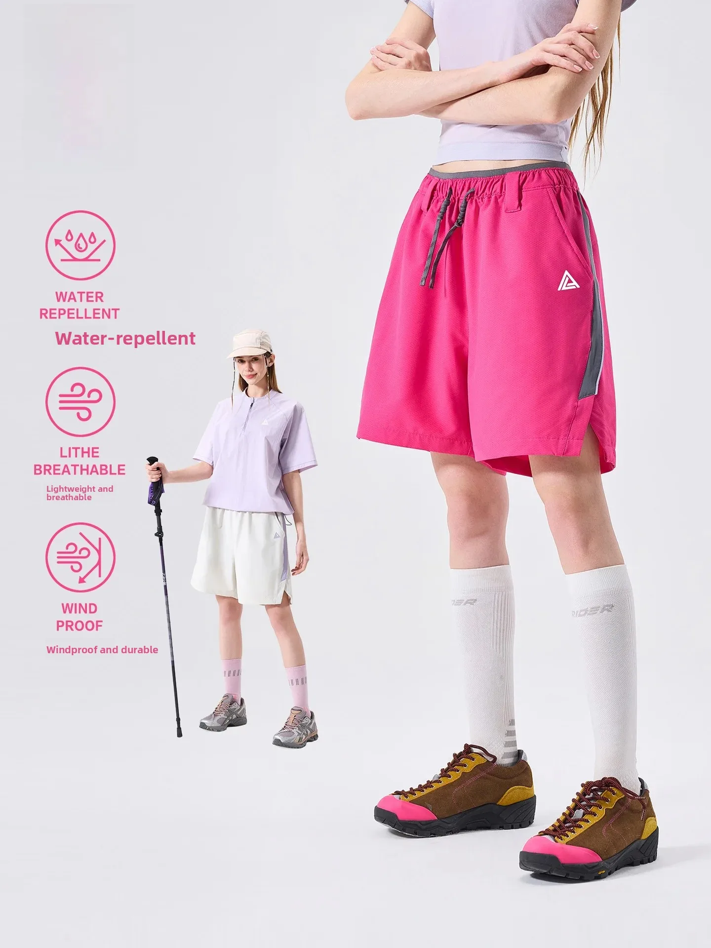 LAZY DAY Outdoor Windproof Water-Resistant Breathable Five-Quarter Length Ladies Lightweight Sports Shorts Summer Hiking