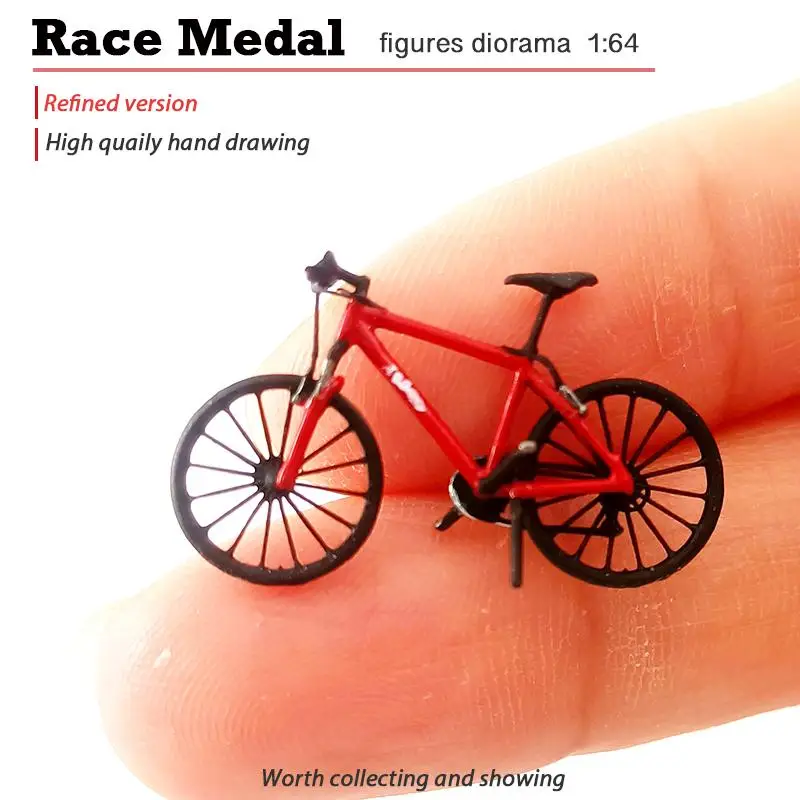 Model miniatury roweru górskiego w skali 1:64, malowany, do aranżacji krajobrazu, zdjęcie.