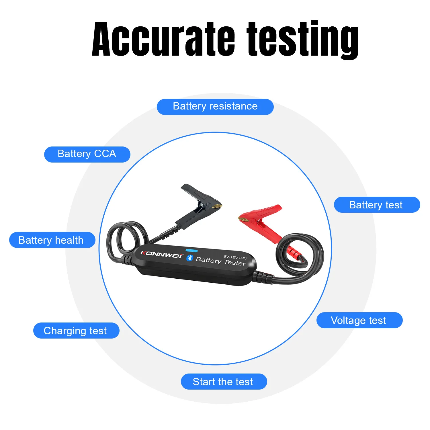 Multi-Function konnwei bluetooth Battery Tester for Car Truck Motorcycle ATV SUV Boat Yacht 6v 12v 24v lithium lead acid battery
