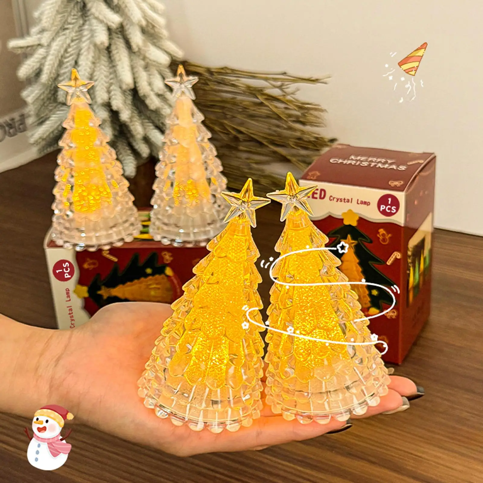 

LED Crystal Christmas Tree Night Lights Mini LED Battery Operated Christmas Tree Night Night Lamp For Indoor Bedroom Living Room