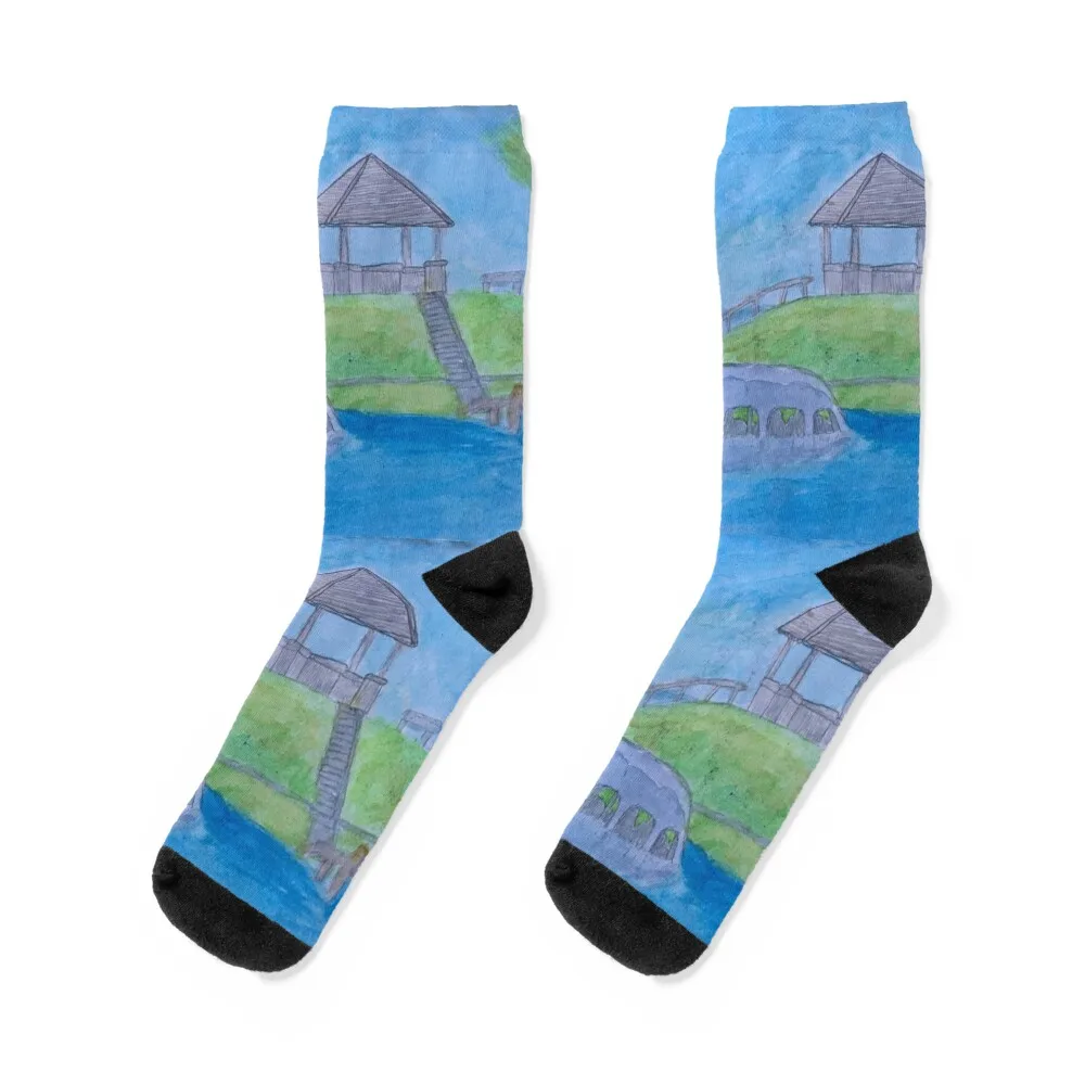 ponyo landscape Socks Heating sock hockey Sports christmas gifts Men's Socks Women's