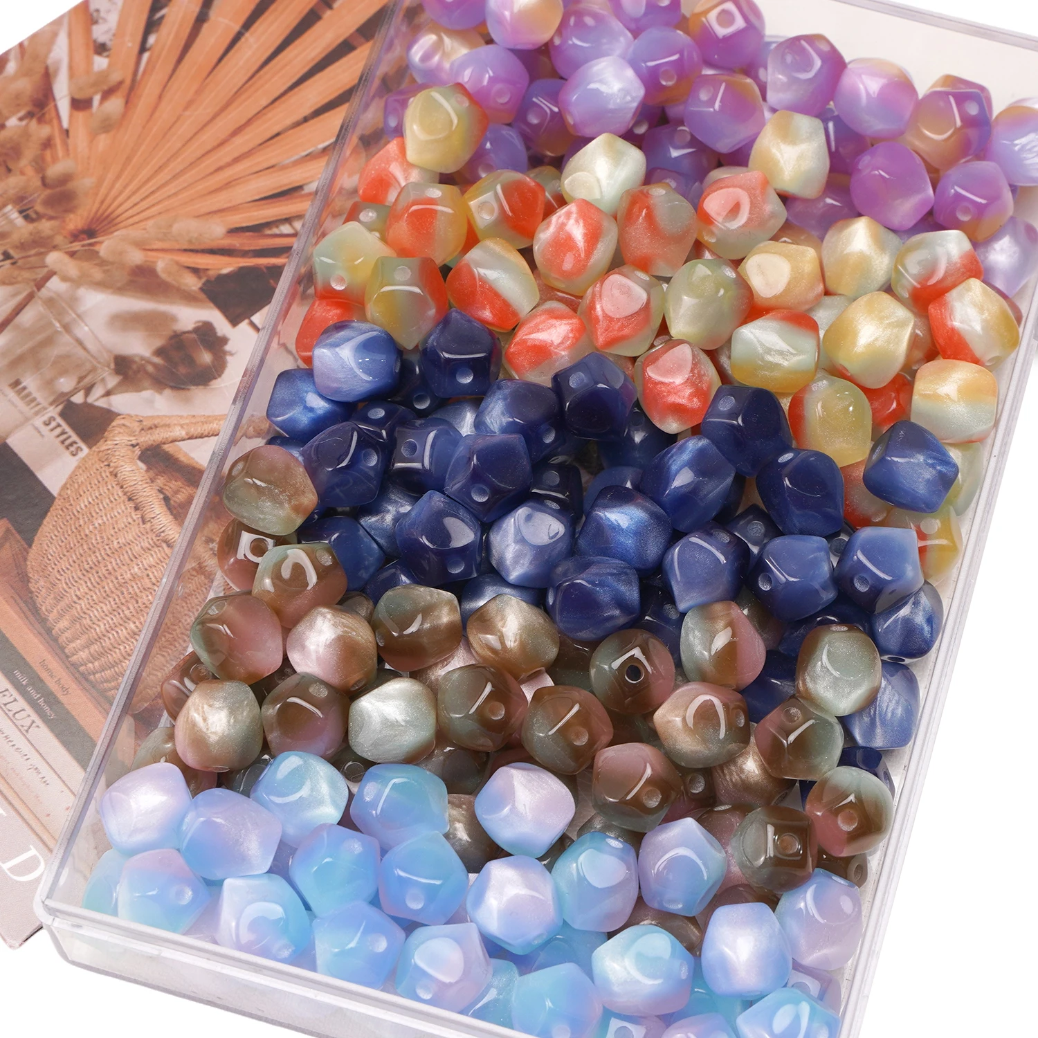 10Pcs/lot 10mm Resin Imitation Cat Eye Octagonal Beads Irregular Cut Surface For Jewelry Necklace Bracelet Craft DIY Accessories