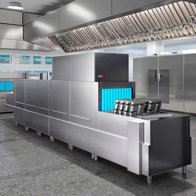 Fully Automatic Integrated Cleaning Machine Long Dragon Commercial Dishwasher Disinfection Drying for Hotel Restaurant Electric
