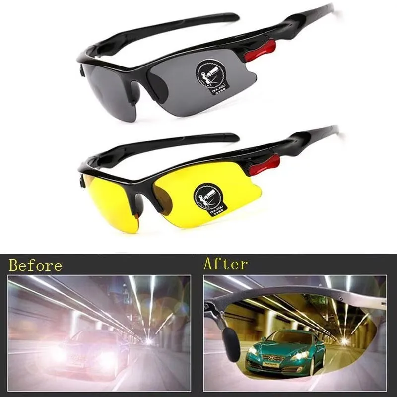 1-4Pcs Night Vision Glasses PC Frame Polarized Sunglasses Men Outdoor Sport Sun Glasses Day Night Vision Driver Night Glasses