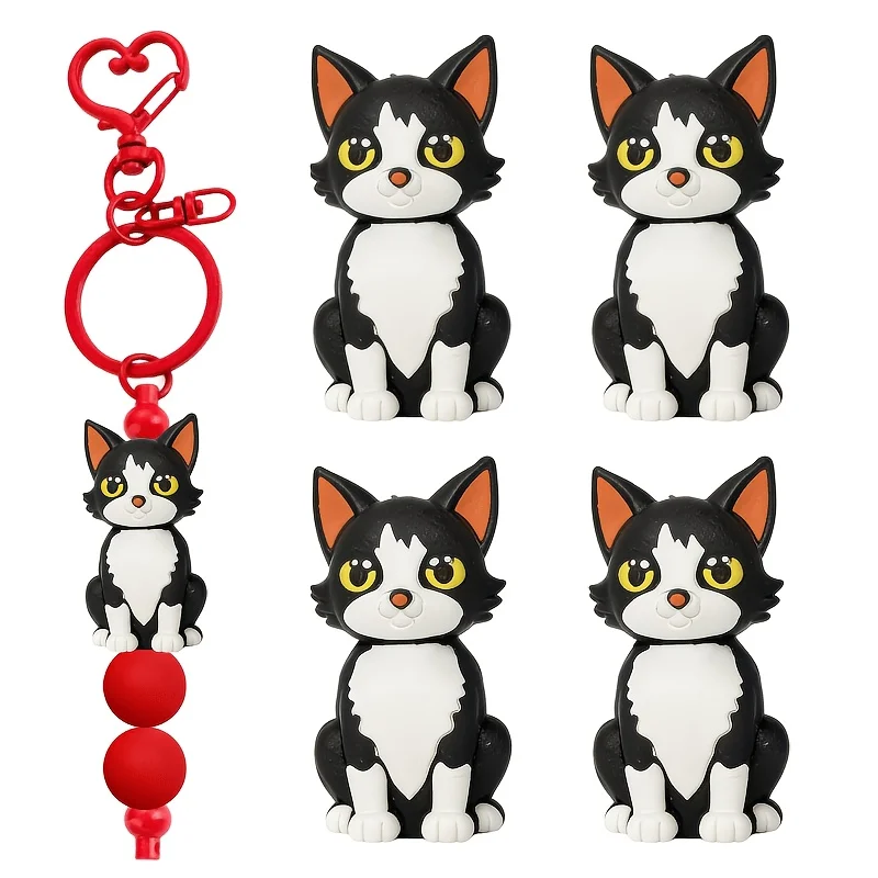 6Pcs New 3D Silicone Focus Beads with Fresh Color Pattern, Soft Non-toxic DIY Beads for Beaded Pen Bracelet Necklace Charm Bag