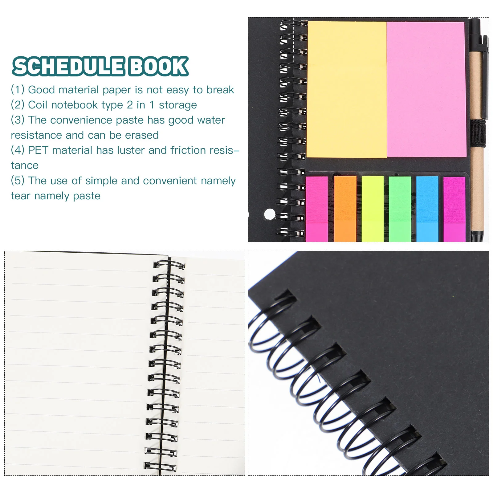 Coil Notebook Daily Pad Simple with Stickers Lining Planning Notepad The Pet Spiral Planner Pen