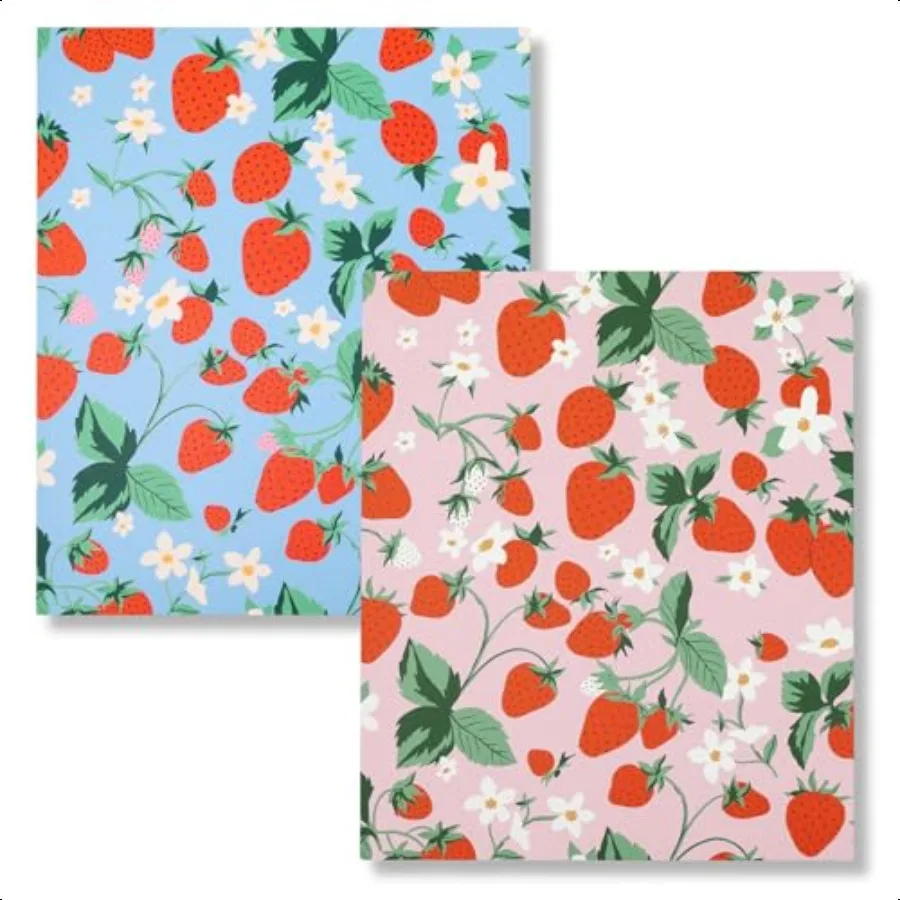 

2 Pack Folders for Documents Colored Folders with Pockets Two Pocket Folders for Letter Size Papers Strawberry Fields