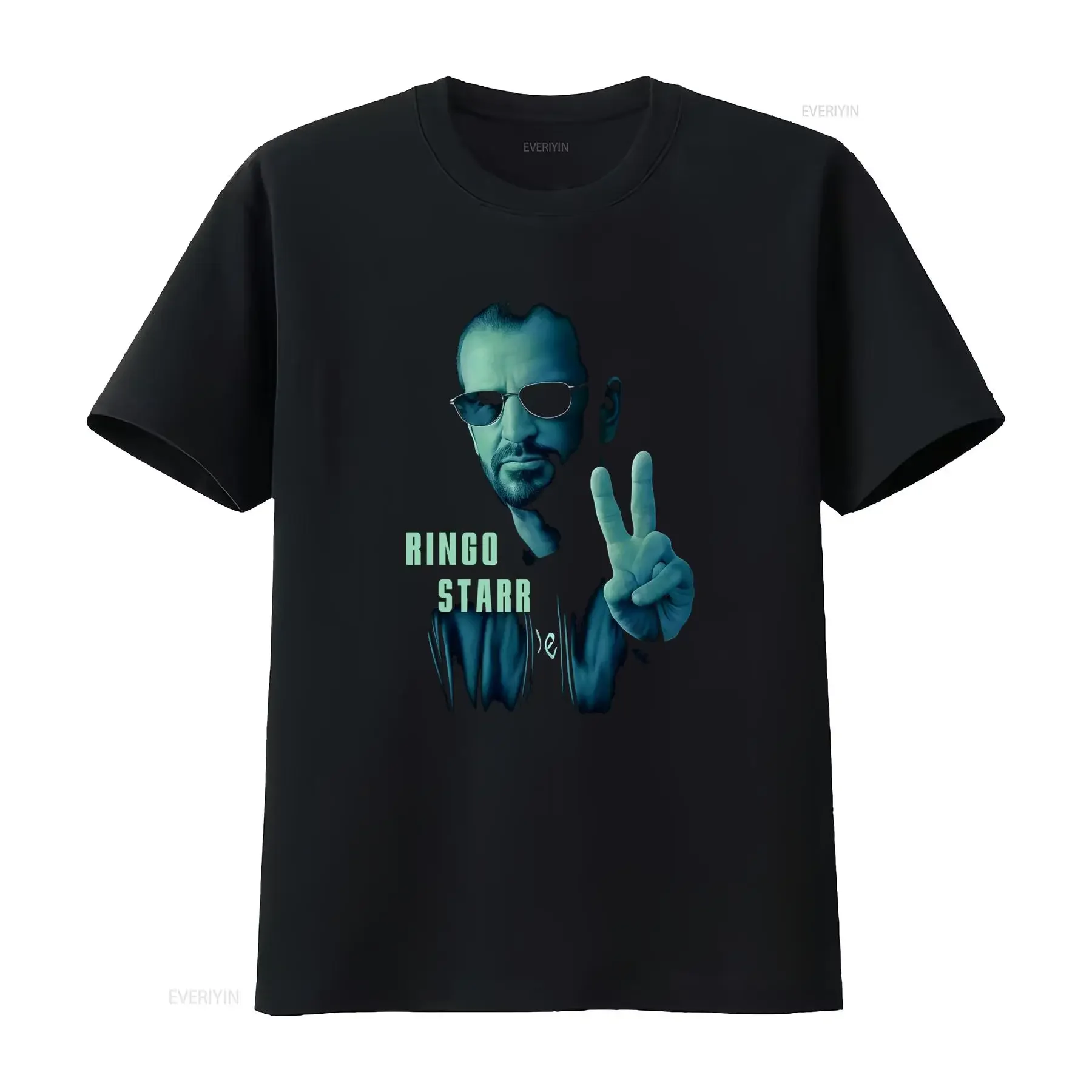 Vintage Ringo Starr Rock Music Peace Sign Print Casual Streetwear T Shirt vintage Washed Comfortable Versatile Stretched