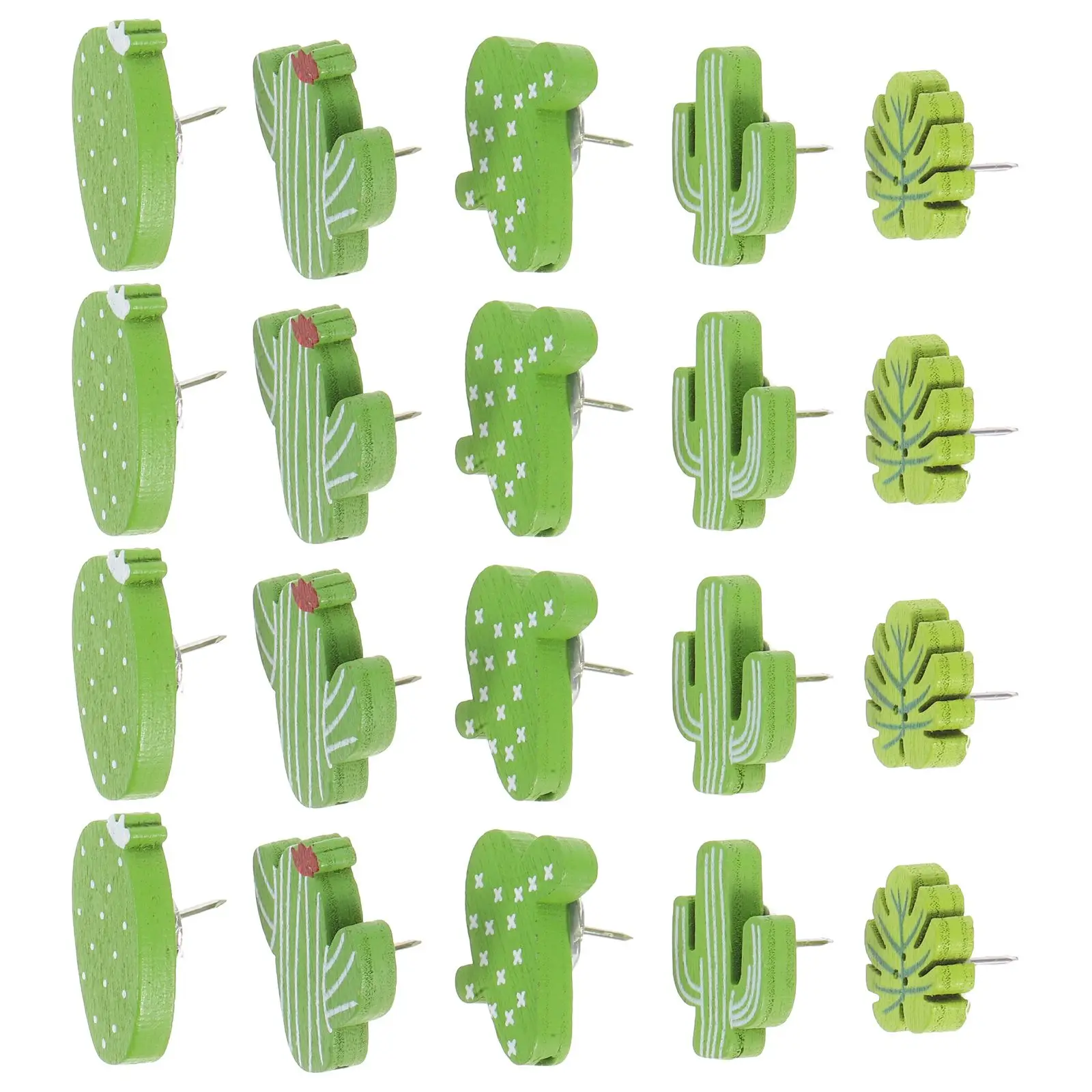 

30pcs Wooden Cactus Push Pins Thumb Tacks for Cork Board Office Supplies Monstera Leaf Design Decorative Desk Accessories