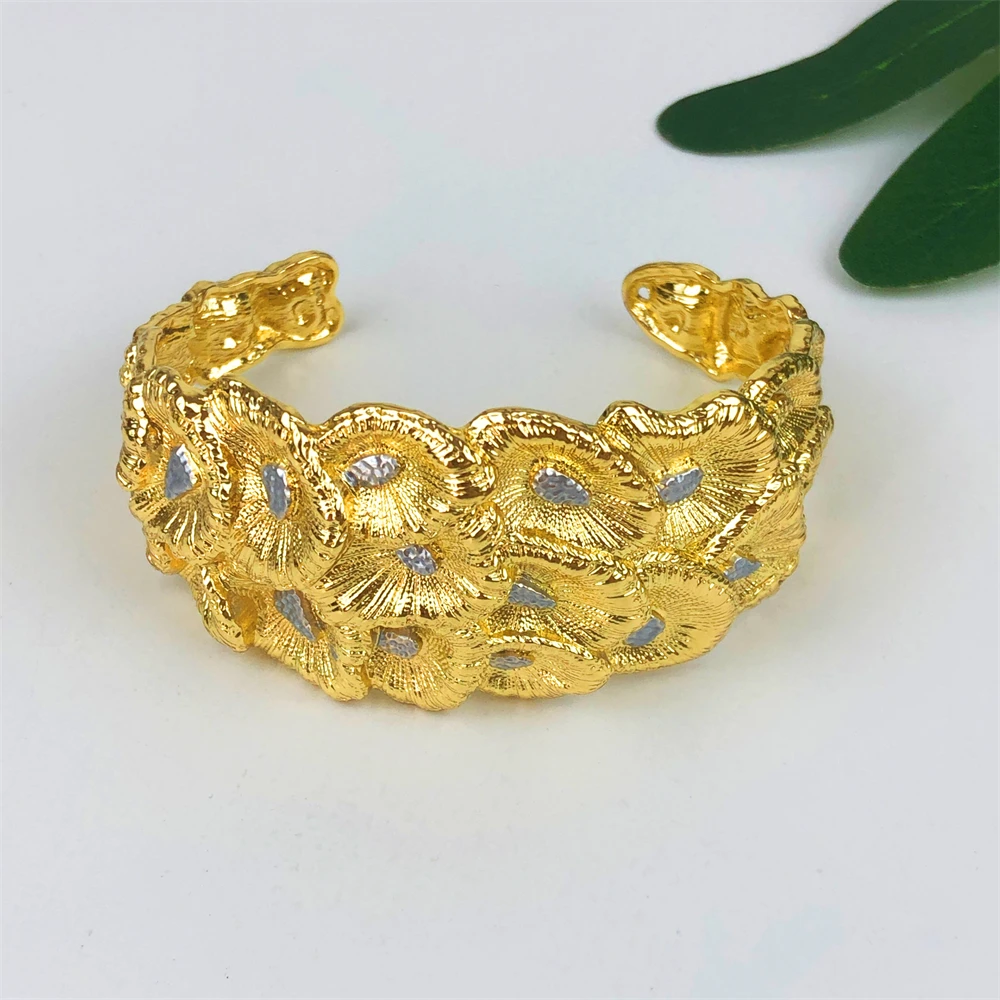 طقم مجوهرات بلونين أفريقي دبي قلادة نسائية واسعة وسوار وأقراط وخاتم لهدايا مجوهرات الزفاف #4