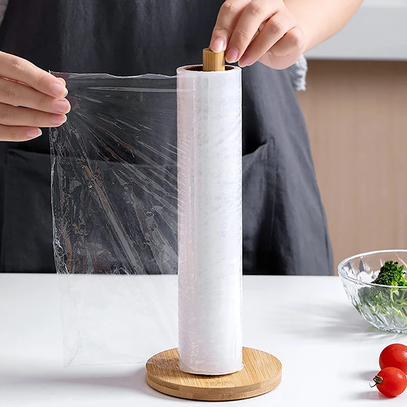 Vertical Wooden Roll Paper Shelf Storage Rack Kitchen Paper Towel Rack Plastic Wrap Lazy Cling Film Lazy Rag Holder High Quality